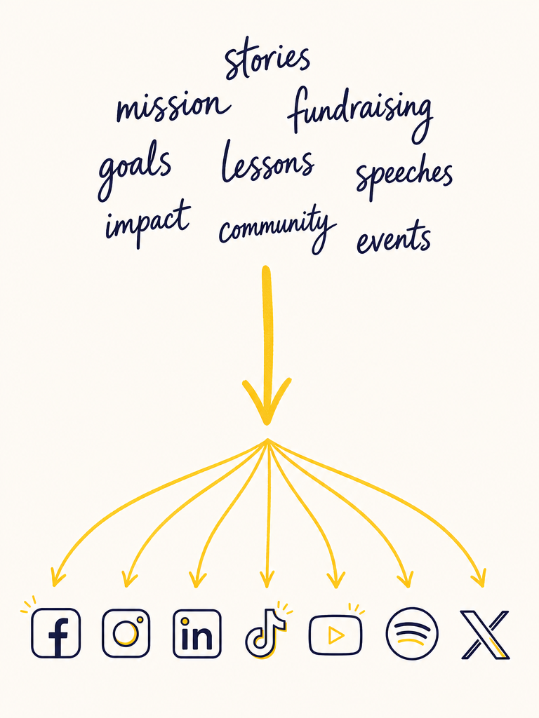 Stories, mission, and ideas flowing out to social platforms